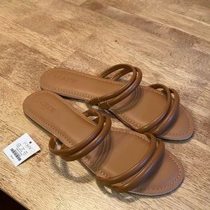 NWT J. Crew Brown Slide Sandals Women’s Size 9